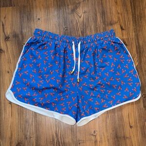 Blue Lobster Crawfish Print Women's Shorts